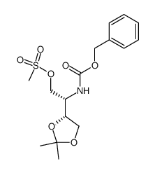 (S)-2-(benzyloxycarbonylamino)-2-((R)-2,2-dimethyl-1,3-dioxolan-4-yl)ethyl methanesulfonate结构式