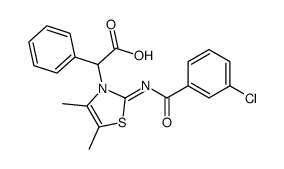 2-[2-(3-chlorobenzoyl)imino-4,5-dimethyl-1,3-thiazol-3-yl]-2-phenylacetic acid Structure