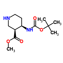 cis-Methyl 4-((tert-butoxycarbonyl)amino)piperidine-3-carboxylate结构式