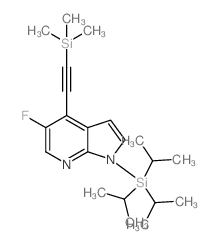 5-Fluoro-1-(triisopropylsilyl)-4-((trimethylsilyl)ethynyl)-1H-pyrrolo[2,3-b]pyridine结构式