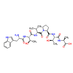 L-Tryptophyl-L-threonyl-L-valyl-L-prolyl-L-threonyl-L-alanine结构式