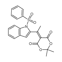 5-[[2-[1-(benzenesulfonyl)indolyl]]ethylidene]-2,2-dimethyl-1,3-dioxane-4,6-dione结构式
