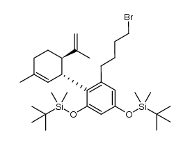 5-(4-bromobutyl)-3,5-bis(tert-butyldimethylsilyloxy)-2-(6-isopropenyl-3-methyl-2-cyclohexenyl)benzene结构式