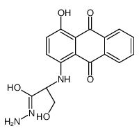 (2S)-3-hydroxy-2-[(4-hydroxy-9,10-dioxoanthracen-1-yl)amino]propanehydrazide Structure