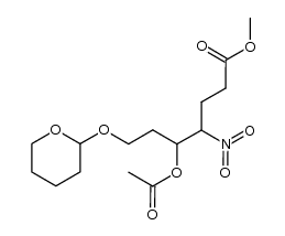 methyl-4-nitro-5-acetoxy-7-[(tetrahydro-2H-pyran-2-yl)oxy]-heptanoate结构式