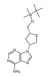 6-amino-9-[(3R,5R)-5-[[[(1,1-dimethylethyl)dimethylsilyl]oxy]methyl]tetrahydrothiophen-3-yl]purine结构式