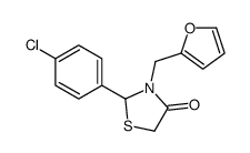 2-(4-chlorophenyl)-3-(furan-2-ylmethyl)-1,3-thiazolidin-4-one Structure