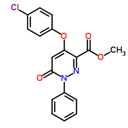 Methyl 4-(4-chlorophenoxy)-6-oxo-1-phenyl-1,6-dihydro-3-pyridazinecarboxylate结构式