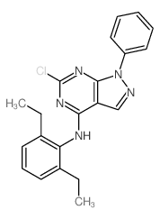 3-chloro-N-(2,6-diethylphenyl)-9-phenyl-2,4,8,9-tetrazabicyclo[4.3.0]nona-1,3,5,7-tetraen-5-amine结构式