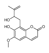 7-Hydroxy-8-(2-hydroxy-3-methyl-3-butenyl)-6-methoxy-2H-1-benzopyran-2-one结构式
