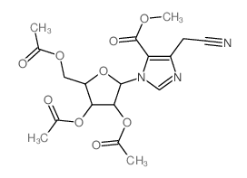 methyl 5-(cyanomethyl)-3-[3,4-diacetyloxy-5-(acetyloxymethyl)oxolan-2-yl]imidazole-4-carboxylate Structure