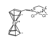 cis-[PtCl2((η5-C5H5)Fe(η5-C5H4-CHN-(CH2)3-N(CH3)2))] Structure