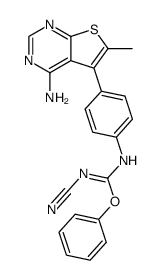 phenyl N-[4-(4-amino-6-methylthieno[2,3-d]pyrimidin-5-yl)phenyl]-N'-cyanoimidocarbamate结构式