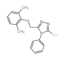 5-[(2,6-二甲基苯氧基)甲基]-4-苯基-4H-1,2,4-噻唑-3-硫醇结构式