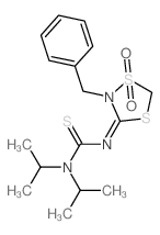 Thiourea,N'-[1,1-dioxido-2-(phenylmethyl)-1,4,2-dithiazolidin-3-ylidene]-N,N-bis(1-methylethyl)- structure
