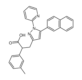 3-(5-naphthalen-2-yl-1-pyridin-2-yl-1H-pyrazol-3-yl)-2-m-tolyl-propionic acid结构式