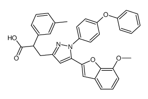 3-[5-(7-Methoxy-benzofuran-2-yl)-1-(4-phenoxy-phenyl)-1H-pyrazol-3-yl]-2-m-tolyl-propionic acid Structure