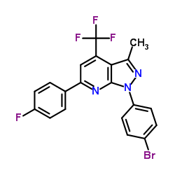 1-(4-Bromophenyl)-6-(4-fluorophenyl)-3-methyl-4-(trifluoromethyl)-1H-pyrazolo[3,4-b]pyridine Structure