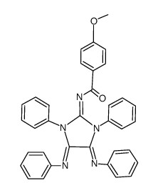 1,3-Diphenyl-2-(4-methoxybenzoylimino)-4,5-bis[phenylimino]imidazolidin结构式