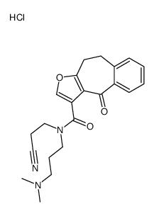 4H-Benzo(4,5)cyclohepta(1,2-b)furan-3-carboxamide, 9,10-dihydro-N-(2-c yanoethyl)-N-(3-(dimethylamino)propyl)-4-oxo-, monohydrochloride结构式