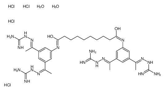 N,N'-bis[3,5-bis[(E)-N-(diaminomethylideneamino)-C-methylcarbonimidoyl]phenyl]decanediamide,dihydrate,tetrahydrochloride Structure