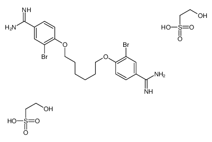2-hydroxyethanesulphonic acid, compound with 4,4'-[hexane-1,6-diylbis(oxy)]bis[3-bromobenzenecarboxamidine] (2:1)结构式