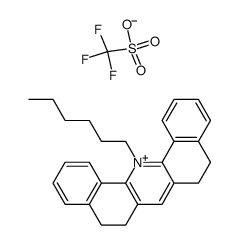 14-hexyl-5,6,8,9-tetrahydrodibenzo[c,h]acridin-14-ium trifluoromethanesulfonate Structure