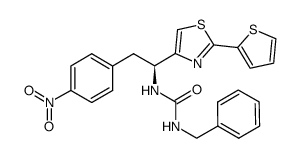 1-benzyl-3-{(S)-2-(4-nitrophenyl)-1-[2-(thiophen-2-yl)thiazol-4-yl]ethyl}urea结构式