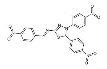[4,5-bis-(4-nitro-phenyl)-4,5-dihydro-[1,3,4]thiadiazol-2-yl]-(4-nitro-benzylidene)-amine Structure