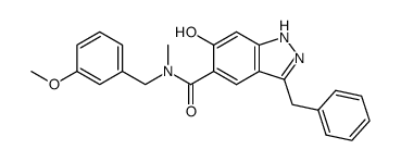 5-[N-(3-methoxybenzyl)-N-methylaminocarbonyl]-3-benzyl-6-hydroxy-1H-indazole Structure
