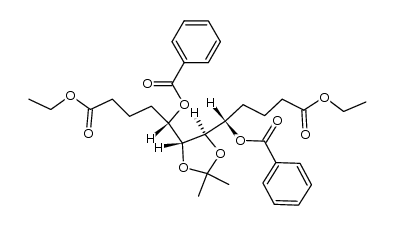diethyl 5(S),8(S)-bis(benzoyloxy)-6(R),7(R)-dihydroxy-6,7-O-(1-methylethylidene)-dodecanedioate结构式