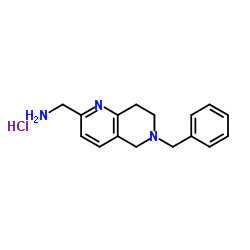 (6-Benzyl-5,6,7,8-tetrahydro-1,6-naphthyridin-2-yl)methanamine hydrochloride Structure