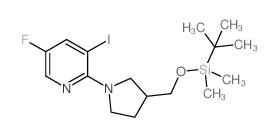2-(3-((tert-Butyldimethylsilyloxy)methyl)-pyrrolidin-1-yl)-5-fluoro-3-iodopyridine结构式