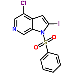 4-Chloro-2-iodo-1-(phenylsulfonyl)-1H-pyrrolo[2,3-c]pyridine结构式