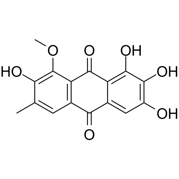 1,2,3,7-Tetrahydroxy-8-methoxy-6-methyl-9,10-anthraquinone结构式