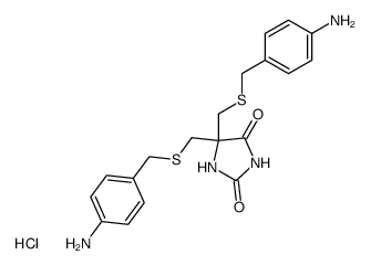 5,5-bis<<<(p-aminophenyl)methyl>thio>methyl>-2,4-imidazolidinedione dihydrochloride Structure