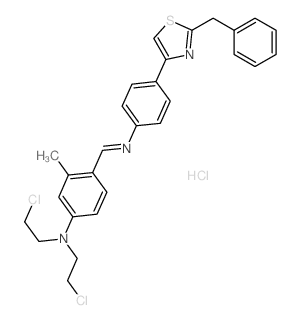 Thiazole, 2-benzyl-4-[p-[[4-[bis (2-chloroethyl)amino]-2-methylbensylidene]am ino]phenyl]-, monohydrochloride Structure