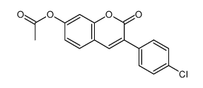 3-(4-chlorophenyl)-7-acetoxychromen-2-one Structure