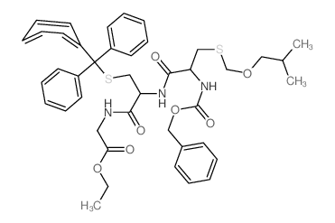 Glycine,N-[N-[N-carboxy-3-[(isobutoxymethyl)thio]-L-alanyl]-3-(tritylthio)-L-alanyl]-,N-benzyl ethyl ester (8CI) Structure
