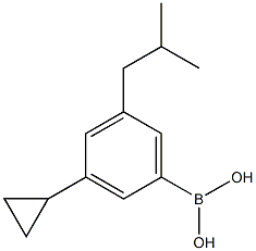 3-(Cyclopropyl)-5-(iso-butyl)phenylboronic acid结构式
