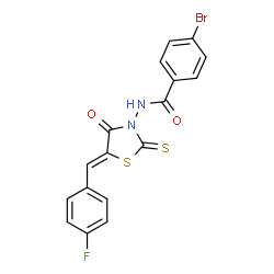 (Z)-4-bromo-N-(5-(4-fluorobenzylidene)-4-oxo-2-thioxothiazolidin-3-yl)benzamide结构式