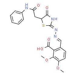6-{2-[5-(2-anilino-2-oxoethyl)-4-oxo-1,3-thiazolidin-2-ylidene]carbohydrazonoyl}-2,3-dimethoxybenzoic acid Structure