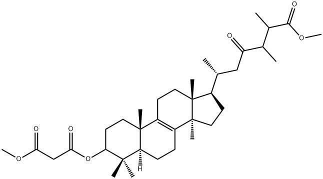 3-(3-Methoxy-1,3-dioxopropyloxy)-24-methyl-23-oxolanost-8-en-26-oic acid methyl ester结构式