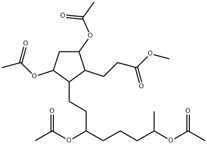 3,5-Bis(acetyloxy)-2-[3,7-bis(acetyloxy)octyl]cyclopentanepropanoic acid methyl ester结构式