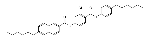 6-Hexyl-naphthalene-2-carboxylic acid 3-chloro-4-(4-hexyl-phenoxycarbonyl)-phenyl ester Structure