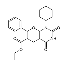 1-cyclohexyl-2,4-dioxo-7-phenyl-1,3,4,5,6,7-hexahydro-2H-pyrano[2,3-d]pyrimidine-6-carboxylic acid ethyl ester结构式