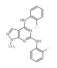 N,N-bis(2-chlorophenyl)-9-methyl-2,4,8,9-tetrazabicyclo[4.3.0]nona-1,3,5,7-tetraene-3,5-diamine结构式