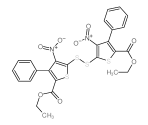 ethyl 5-(5-ethoxycarbonyl-3-nitro-4-phenyl-thiophen-2-yl)disulfanyl-4-nitro-3-phenyl-thiophene-2-carboxylate结构式
