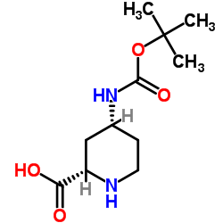 (2S,4R)-4-({[(2-Methyl-2-propanyl)oxy]carbonyl}amino)-2-piperidinecarboxylic acid结构式