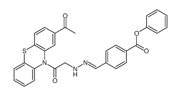 phenyl 4-[(E)-[[2-(2-acetylphenothiazin-10-yl)-2-oxoethyl]hydrazinylidene]methyl]benzoate Structure